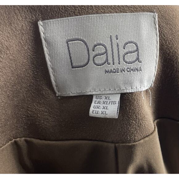 Dalia Open Front Jacket Size XL Chocolate Brown Faux Suede Womens - Picture 4 of 5